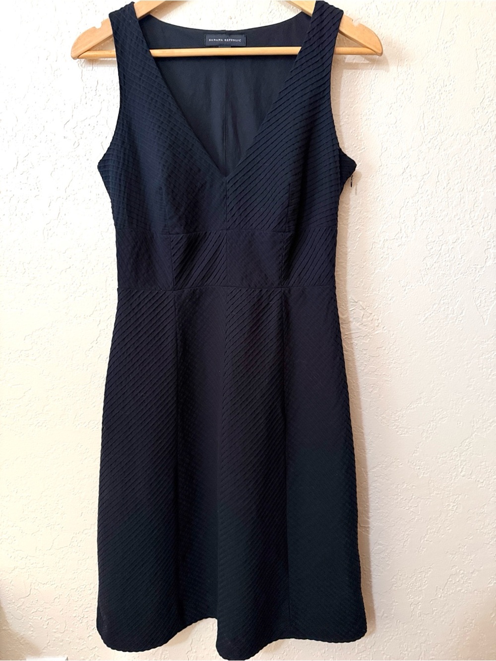 Y2K Banana Republic Midi Dress Navy Blue V Neck Sleeveless 100% Cotton 6